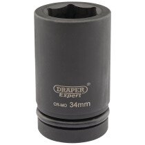 Draper 05148 425D-MM Expert 34mm 1" Square Drive Hi Torq 6 Point Deep Impact Socket