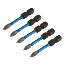 Draper 05646 IMBH/PZ50/5 Expert Pz Type Impact Screwdriver Bits, No.1 X 50mm, 1/4" Hex (Pack Of 5)