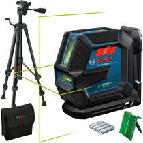 Bosch GLL 2-15 G + LB 10 + BT 15 Greem Beam Line Laser 15m With Target Plate, Tripod and Pouch 