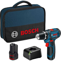 Bosch GSR 12V-15 12V Drill/Driver with 2x 2.0Ah Batteries in Tool Bag