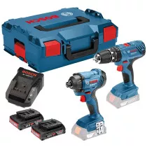 Bosch GSB18V-21 18V Combi Drill + GDR18V-160 Impact Driver Twinpack with 2x 2.0Ah Batteries in L-BOXX