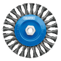 Draper 08059 WBW4 Steel Twist Knot Flat Wire Wheel Brush, 150mm, M14