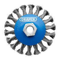 Draper 08062 WBW6 Steel Bevelled Twist Knot Wire Wheel Brush, 100mm, M14