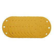 Draper 08476 Gold Sanding Discs with Hook & Loop, 150mm, 240 Grit, 15 Dust Extraction Holes Pack of 10
