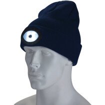 Draper 10007 Beanie Hat with Rechargeable Torch, One Size, 1W, 100 Lumens, Navy Blue