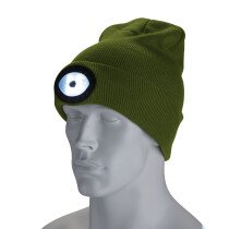 Draper 10018 Beanie Hat With Rechargeable Torch, One Size, 1W, 100 Lumens, Green