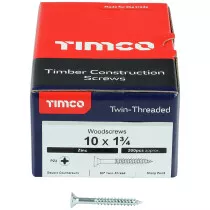 No. 10 x 1.3/4" Twin Woodscrew PZ2 CSK - BZP (Box of 200) 10134CWZ Timco