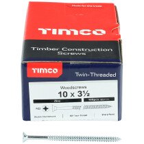 No. 10 x 3.1/2" Twin Woodscrew PZ2 CSK - BZP (Box of 100) 10312CWZ Timco