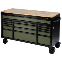 Draper 10368 BUNKER® Workbench Roller Tool Cabinet, 15 Drawer, 61", Green