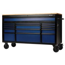 Draper 10747 BUNKER® Workbench Roller Tool Cabinet, 15 Drawer, 61", Blue