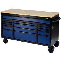 Draper 10747 BUNKER® Workbench Roller Tool Cabinet, 15 Drawer, 61", Blue