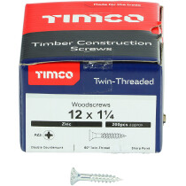 No. 12 x 1.1/4" Twin Woodscrew PZ2 CSK - BZP (Box of 200) 12114CWZ Timco