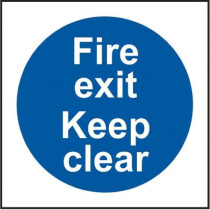 Spectrum 12574 'Fire Exit Keep Clear' Safety Sign 100mm x 100mm Self Adhesive