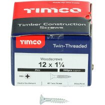 No. 12 x 1.1/4" Twin Woodscrew PZ2 CSK - BZP (Box of 200) 12114CWZ Timco