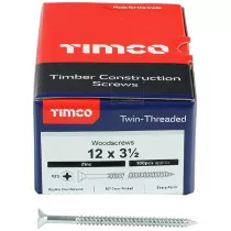 No. 12 x 3.1/2" Twin Woodscrew PZ2 CSK - BZP (Box of 100) 12312CWZ Timco