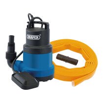 Draper 12429 PTK/SUB3 Submersible Clean Water Pump With Float Switch And Layflat Hose, 191 L/Min, 550 W