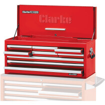 Clarke 7639011 CBB309DFC Large 9 Drawer Tool Chest with Front Cover - Red