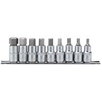 Draper 16307 H-HEX/9/55 1/2" Sq. Dr. 55mm Long Metric Hexagonal Socket Bit Set (9 Piece)