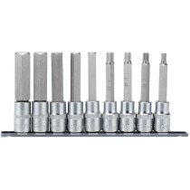 Draper 16308 H-HEX/9/100 1/2" Sq. Dr. 100mm Long Metric Hexagonal Socket Bit Set (9 Piece)