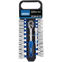 Draper 16373 DD22AM/PR 3/8" Drive Combined MM/AF Socket and Ratchet Set (22 Piece)