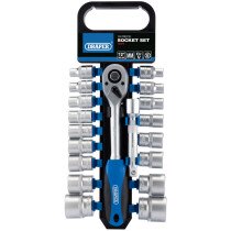 Draper 16375 HD19M/PR 1/2" Drive Metric Socket and Ratchet Set (19 Piece)