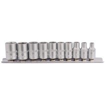 Draper 16398 BD10MM 1/4" Sq. Dr. Metric Sockets on Metal Rail (10 Piece)