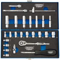Draper 16476 B26M/MC/B Metric Socket Set, 1/4" Sq. Dr. (26 Piece)