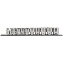 Draper 16493 D11A/SR 3/8" Drive Imperial AF Set of Sockets on Metal Rail (11 Piece)