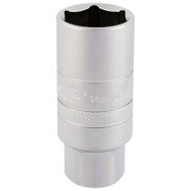 Draper 16777 DT-PLUG/MS 3/8" Square Drive 14mm Thread 6 Point Satin Chrome Spark Plug Socket (21mm Socket)