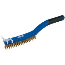 Draper 17181 WBSC14BR Brass Wire Scratch Brush with Scraper (3 Row)