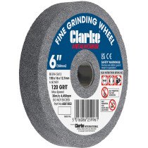 Clarke 6501053 6" (150mm) Fine 120 Grit Grinding Wheel 150mm x 16, 12.7mm Bore