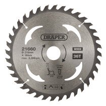 Draper 21660 SBW8 Tct Circular Saw Blade For Wood, 210 X 30mm, 36 T