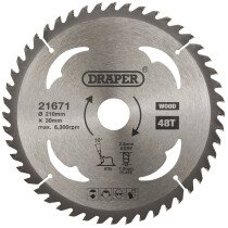 Draper 21671 SBW9 Tct Circular Saw Blade For Wood, 210 X 30mm, 48 T