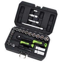 Draper 24235 MIXSS48 Hi Torq® Metric Socket And Bit Set, 1/4" And 3/8" Sq. Dr. (48 Piece)