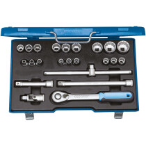 Gedore 2545845 Socket Set Metric Unit Drive 23 Piece 1/2" Drive D 19 EMU-20
