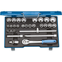 Gedore 2682877 Socket Set Metric Unit Drive 28 Piece 1/2" Drive D 19 VMU-10