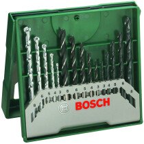 Bosch 2607019675 15pc Mixed Mini X-Line Drill Set Silver/Black