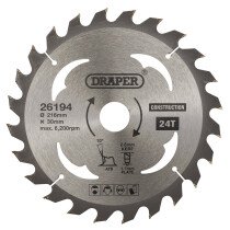 Draper 26194 SBC4 Tct Construction Circular Saw Blade, 216 X 30mm, 24 T