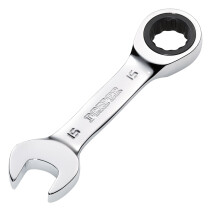 Draper 27909 8230MMS Hi Torq® Metric Stubby Ratchet Combination Spanner, 15mm