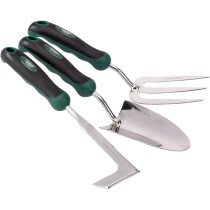 Draper 27436 GSFTPW 3 Piece Stainless Steel Heavy Duty Soft Grip Fork, Trowel and Weeder Set