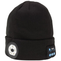 Draper 28346 Smart Wireless Rechargeable Beanie with LED Head Torch and USB Charging Cable, Black, One Size