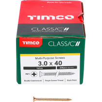 3.0mm x 40mm Classic Screw PZ1 CSK - ZYP (Box of 200) 30040CLAF Timco