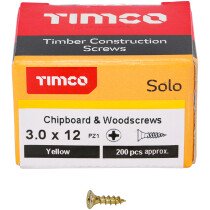 3.0mm x 12mm Solo Woodscrew PZ1 CSK - ZYP (Box of 200) 30012SOLOC Timco