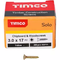 3.0mm x 17mm Solo Woodscrew PZ1 CSK - ZYP (Box of 200) 30017SOLOC Timco