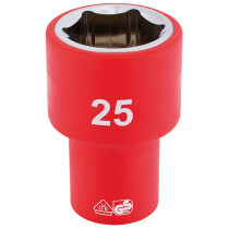 Draper 31961 H6VDE-MM/B 1/2" Sq. Dr. Fully Insulated VDE Socket (25mm)