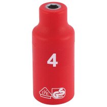 Draper 31143 B6VDE-MM 1/4" Sq. Dr. Fully Insulated VDE Socket (4mm)