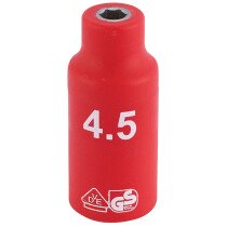 Draper 31156 B6VDE-MM 1/4" Sq. Dr. Fully Insulated VDE Socket (4.5mm)