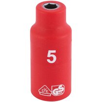 Draper 31164 B6VDE-MM 1/4" Sq. Dr. Fully Insulated VDE Socket (5mm)