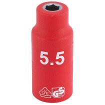 Draper 31237 B6VDE-MM 1/4" Sq. Dr. Fully Insulated VDE Socket (5.5mm)