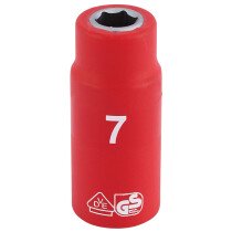 Draper 31325 B6VDE-MM 1/4" Sq. Dr. Fully Insulated VDE Socket (7mm)